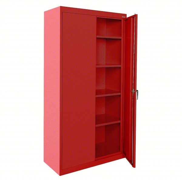 Sandusky Lee Storage Cabinet, 72 in H, 36 in W, 18 in D, Swing, Keyed, Red, 4 Shelves CA41361872-01 - main
