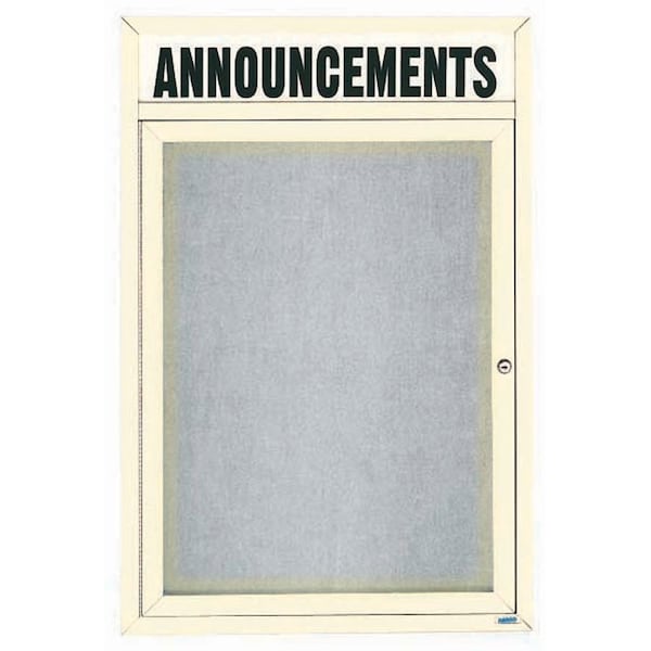 Aarco Illuminated Outdoor Enclosed Bulletin Board w/ Al Frame Header, Powder Coated Ivory, 36''Hx24''W ODCC3624RHIIV - main