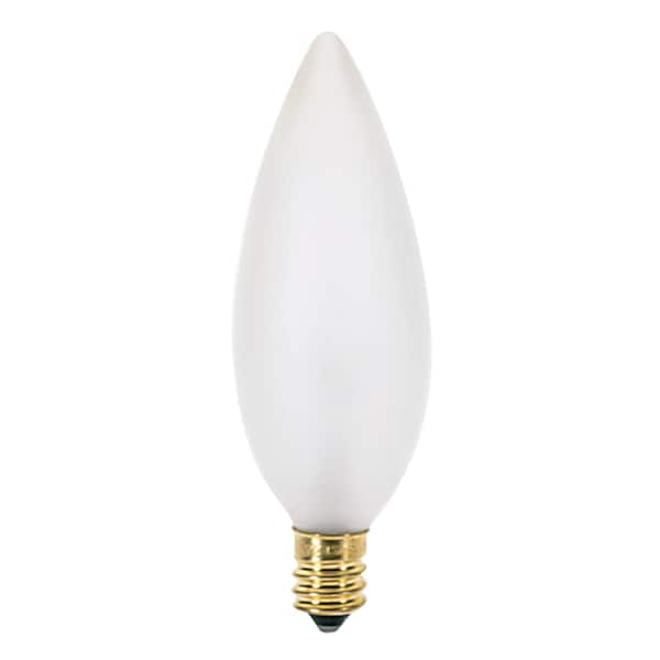 Satco 25W BA9 1/2 Incandescent, Frost, 1500 Avg. Hrs, 212 Lu, Candelabra base, 120V, 2-Card S3785 - main