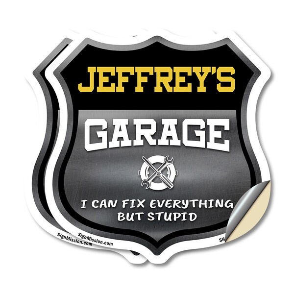 Signmission Jeffrey's Garage I Can Fix Everything But Stupid, 18 inch X 18 inch, Vinyl Decal, 2PK SHI-D-2PACK-18-490-JEFFREY - main