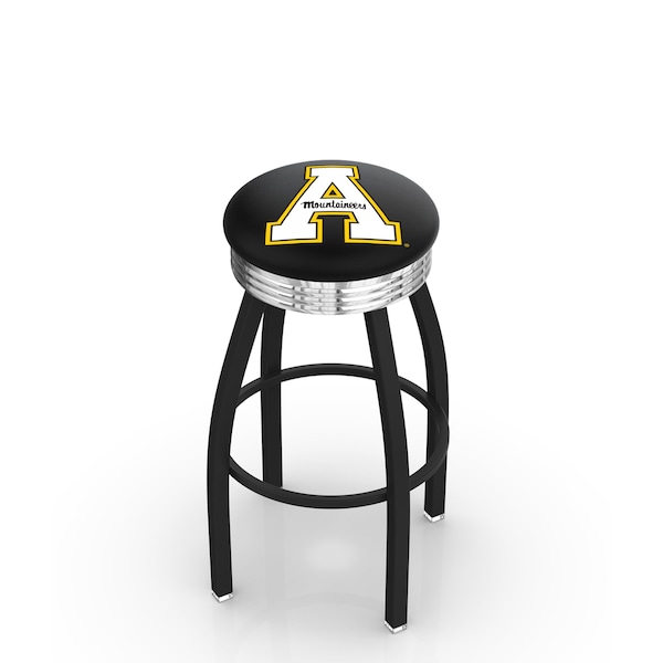 Holland Bar Stool Co 25" Blk Wrinkle Appalachian State Swivel Bar Stool, Chrome Ring L8B3C25AppStU - main