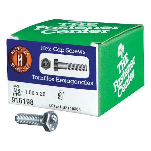 Hillman M6-1.00 mm D X 20 mm L Heat Treated Steel Hex Head Cap Screw, 50PK 916198 - main