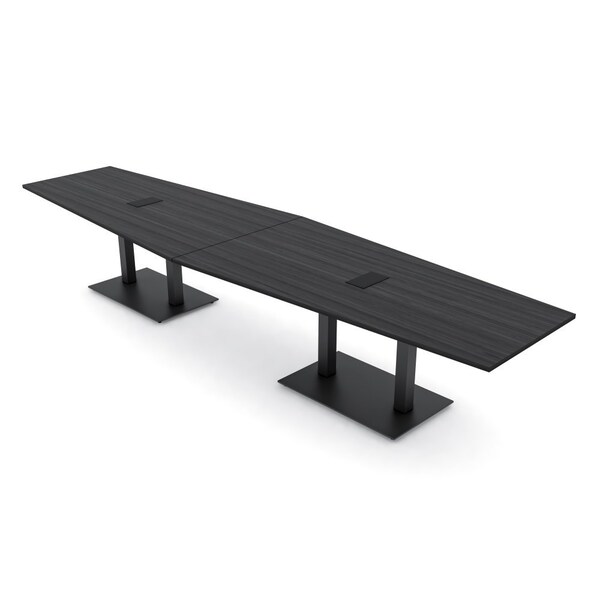 Skutchi Designs Hexagon Conference Table With Power Unit, 48 in W, 168 in L, Grey HAR-HEX.IR-48X168-DOU.BK-WA7949-EBLK - main