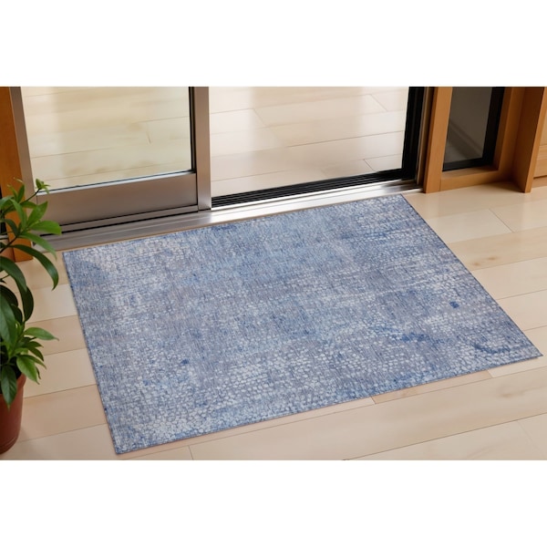 Homeroots 3' X 5' Blue And Ivory Abstract Washable Indoor Outdoor Area Rug 631059 - main