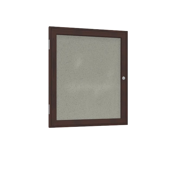 Ghent 1 Door Enclosed Fabric Bulletin Board, Walnut Wood Frame, 3'H x 2'W, Taupe PN13624F-96 - main