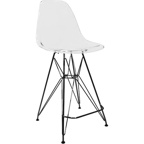 Leisuremod Cresco Acrylic Barstool - Modern ABS Plastic Counter Stool with Steel Legs & Footrest CRBL-30CL - main