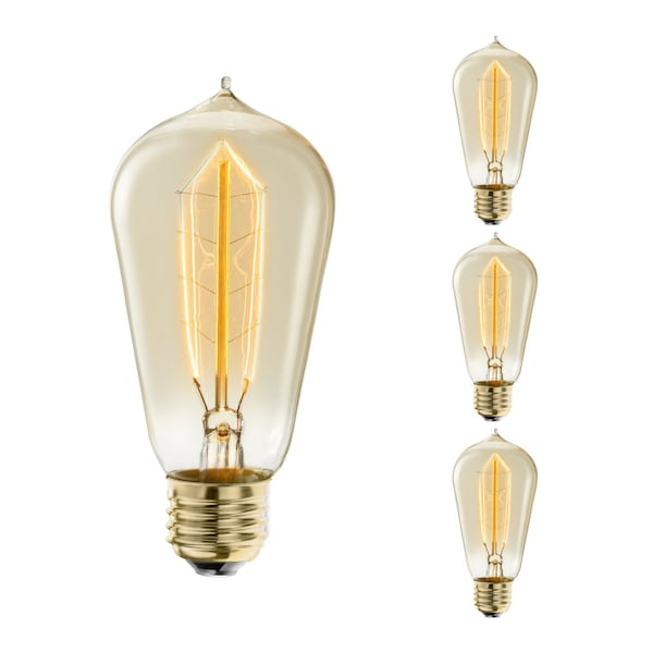 Bulbrite 40 Watt Dimmable Antique ST18 Nostalgic Hairpin Incandescent Light Bulbs with E26 Base, 4 PK 861376 - main