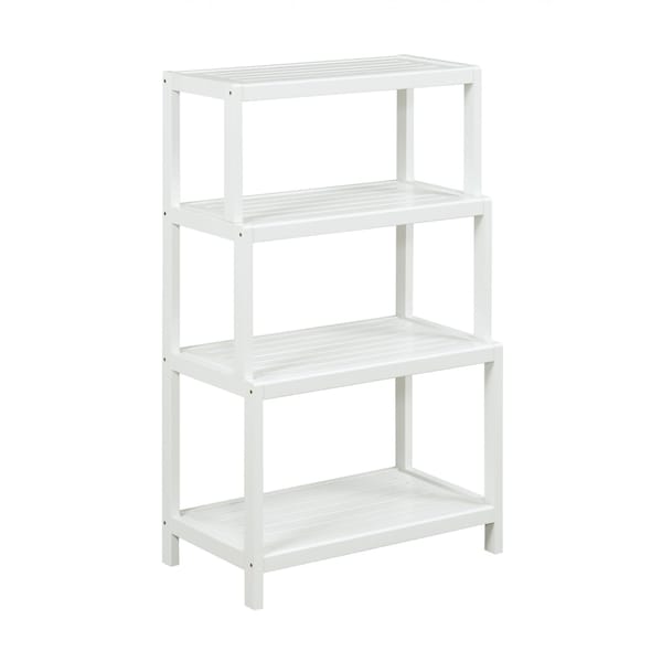 Homeroots 37" White Solid Wood Four Tier Step Bookcase 380031 - main