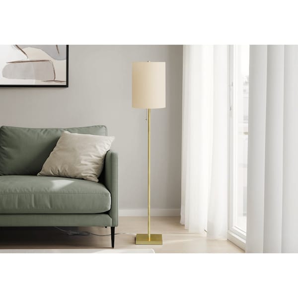 Monarch Specialties Lighting, 62''h, Floor Lamp, Brass Metal, Ivory / Cream Shade, Contemporary I 9759 - main