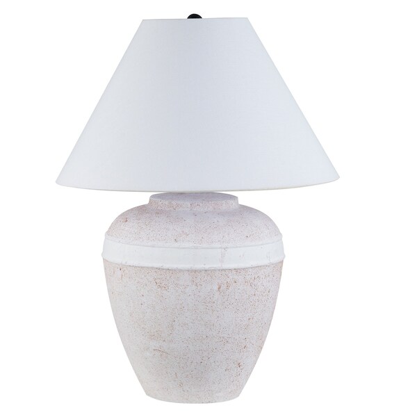 Homeroots 23" Red and White Ceramic Urn Table Lamp With White Cone Shade 546121 - main