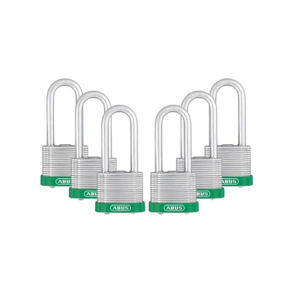 Abus Keyed Padlock, Open, Rectangular Steel Body, Hardened Steel Shackle, 3/4 in W, 6 PK 19309 - main