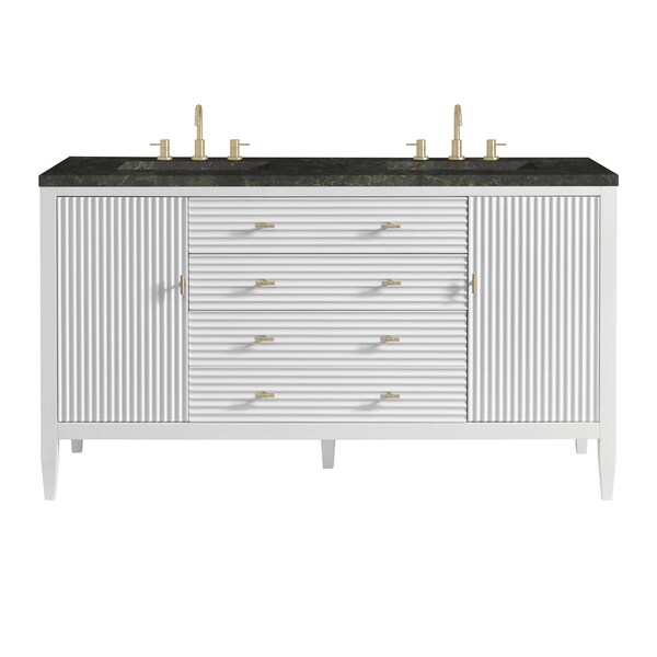 James Martin Vanities Myrrin 60" Double Vanity, Bright White, w/ 3 CM Phantome Eclos Top 485-V60D-BW-3PHT - main