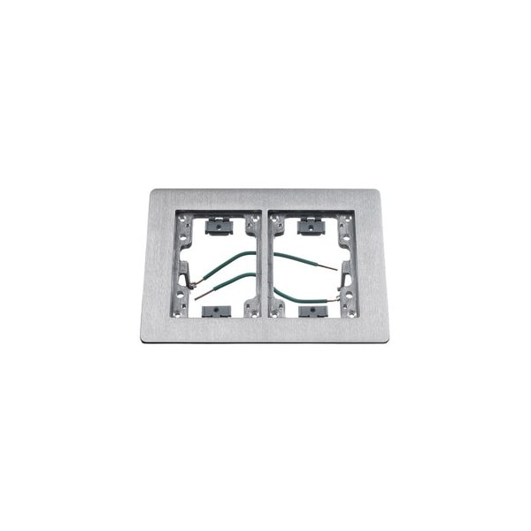 Hubbell Wiring 2-Gang Flat Flange with Grounding Wire, Rectangular, 6.00 in X 8.14 in, Brushed Aluminum SA3084W - main