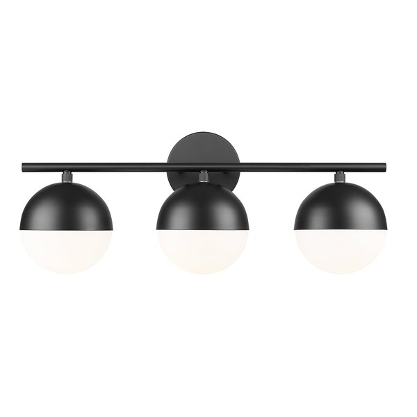 Z-Lite Realm Sphere 3 Light Vanity, Matte Black/Matte Opal, 24 In W x 9.75 In H 7517-3V-MB - main