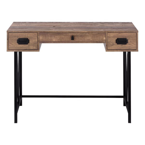 Homeroots 47" Brown and Black Computer Desk With Two Drawers 333513 - main