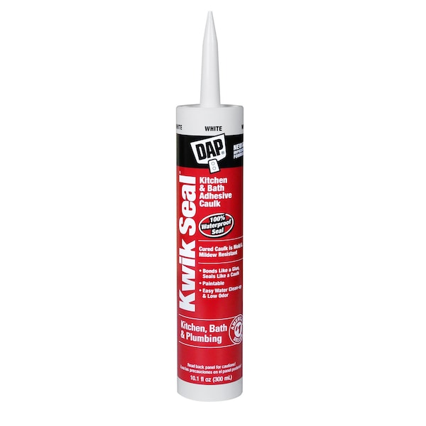 Dap Acrylic Latex Adhesive Caulk, 10 oz, Cartridge, White, Acrylic Latex Base, Kwik Seal 70798-18032 - main
