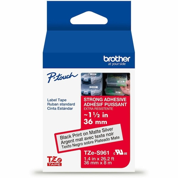 Brother Label/Ribbon Cartridge, Silver, 1-1/2 in W TZES961G - main