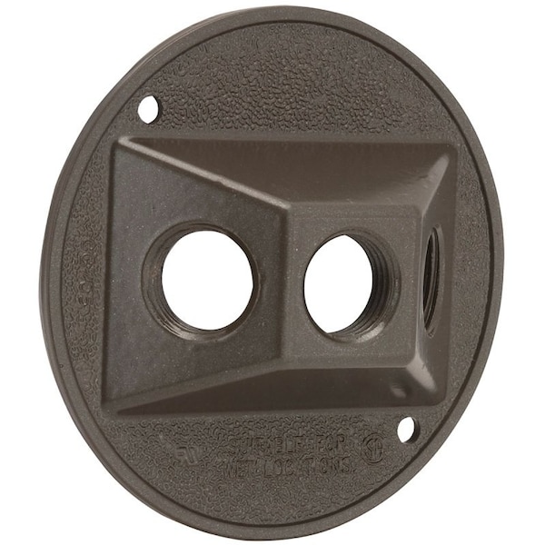 Hubbell Cluster Cover, 4-1/8 in Dia, 4-1/8 in W, Round, Metal, Bronze, Powder-Coated 5197-2 - main