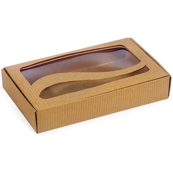 Nashville Wraps Brown Kraft Swirl Window Candy Box, 1/2 lb. 6.5x3.875x1.25, 100PK WCB2K - main