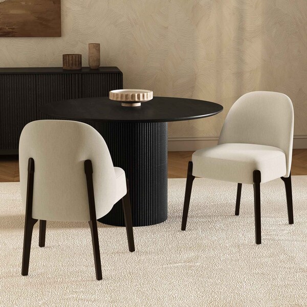 Manhattan Comfort Oslo Chenille Wood Side Chair in Cream - Set of 2 DC1542-2 - main