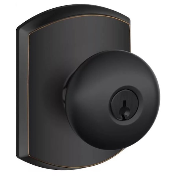 Schlage Residential Plymouth Knob with Greenwich Rose Keyed Entry Lock C Keyway with 16211 Latch and 10063 Strike F51APLY716GRW - main