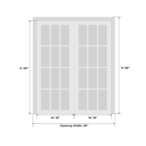 Sartodoors Double French Interior Door, 36" x 96", White QUADRO4112DD-WS-3696 - main