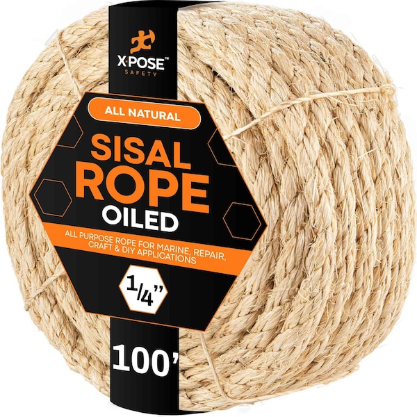Xpose Safety Sisal Rope 1/4inx100ft SR14-100-X - main