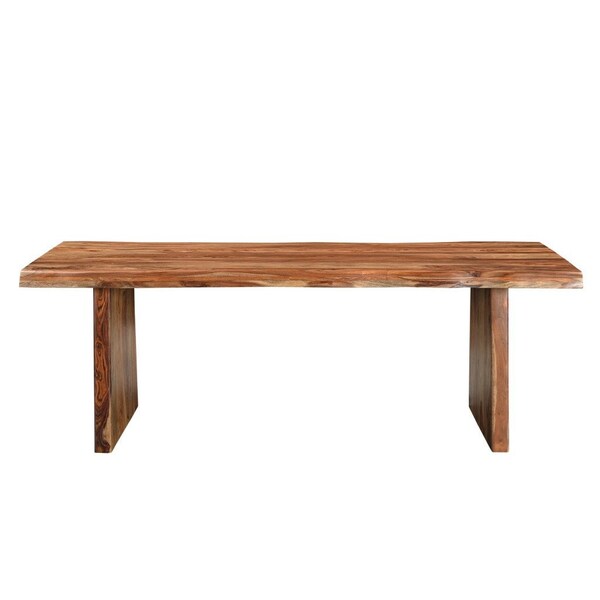 Homeroots 86" Brown Wood Double Pedestal Live Edge Dining Table 565237 - main