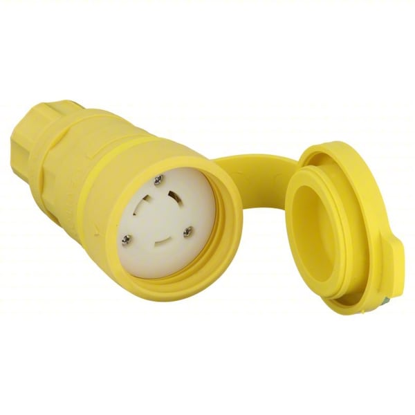 Leviton Watertight Locking Connector, L6-30R, 30 A, 250V AC, Single Phase, 2 Pole, Screw Terminals, Yellow 29W48-520-000 - main