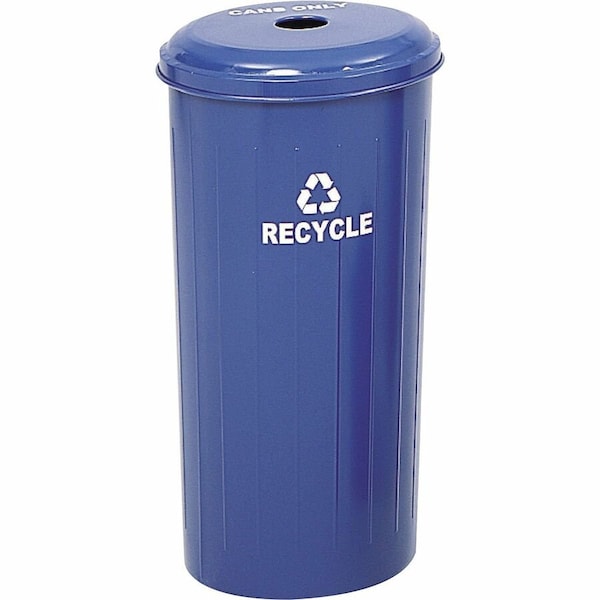 Safco 20 gal Round Recycling Bin, Open Top, Blue, Steel, 1 Openings 9632BU - main