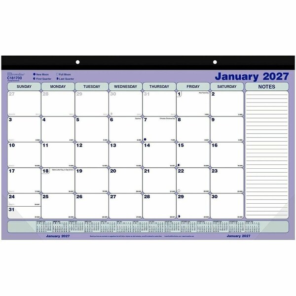 Brownline Monthly Desk Pad Calendar, 17.75 x 10.88, White/Blue/Green Sheets, 12-Month (Jan to Dec): 2025 C181700 - main