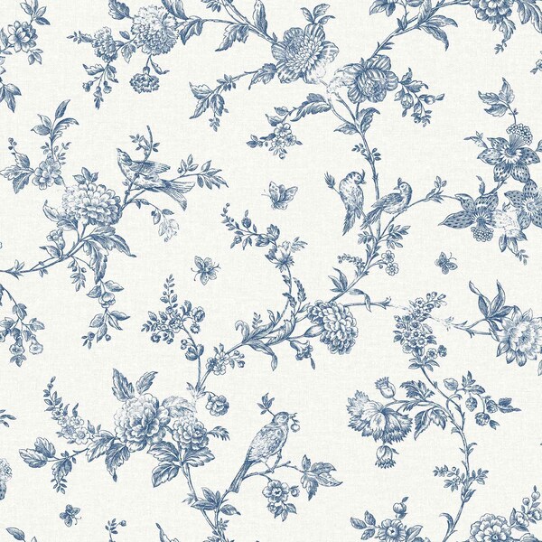 Chesapeake Nightingale Navy Floral Trail Wallpaper 4072-70064 - main