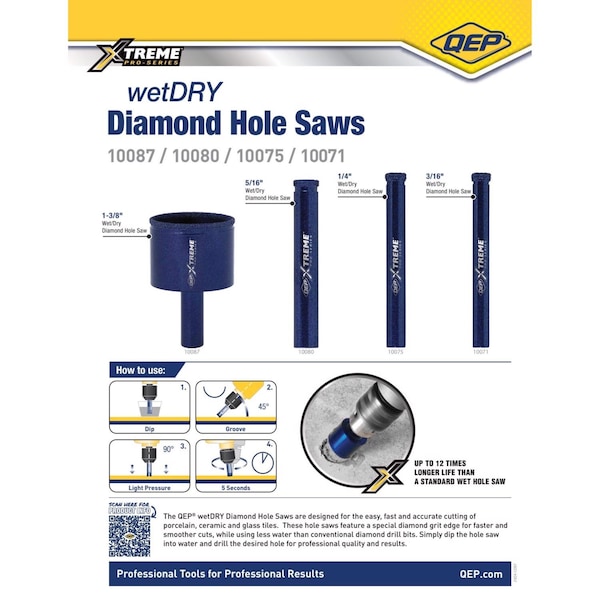 Qep 1/4 in. Diamond Staright Hole Saw 10075 - main