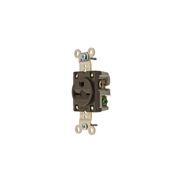 Hubbell Wiring 2-Pole 3-Wire 15A 250V 6-15R Brown Single Pack Specification Grade Receptacle HBL5661 - main
