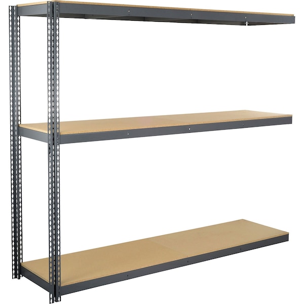Global Industrial 3 Shelf, Standard Duty Boltless Shelving, Add On, 96"W x 48"D x 96"H, Wood Deck B3152978 - main