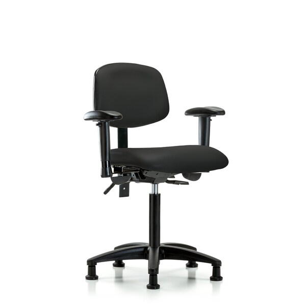Blue Ridge Ergonomics Chair, Vinyl, Med Bench, AA Glides, Blk, 6-Way Adjustable, 22" to 29" Height, Black BR-VMBCH-RG-T0-A1-NF-RG-8540 - main