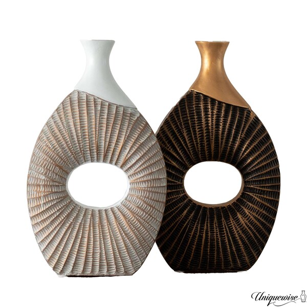 Uniquewise Set of 2 19-Inch Farmhouse Vase - Decorative Piece for Boho Kitchen, Bedroom Table, Home QI004688.2 - main
