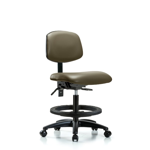 Blue Ridge Ergonomics Vinyl Chair, Med Bench, Foot Ring, Casters, Taupe BR-VMBCH-RG-T0-A0-BF-RC-8809 - main