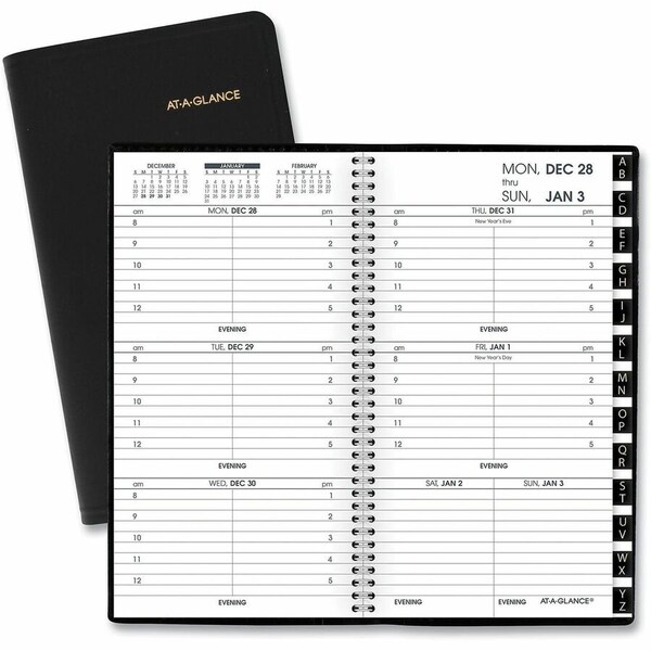 At-A-Glance Compact Weekly Appointment Book, 6.25 x 3.25, Black, 2022 7000805 - main