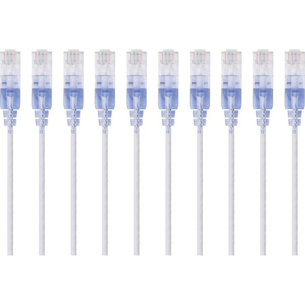 Monoprice Slim Cat6A Patch Cable, PK10, 14 ft.White 15172 - main