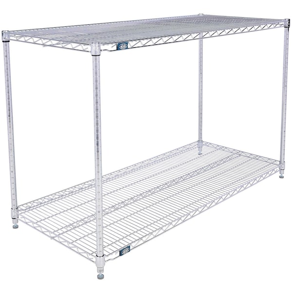 Global Industrial Nexel 2 Shelf, Stainless Steel Wire Shelving Unit, Starter, 54"W x 21"D x 34"H B3149625 - main