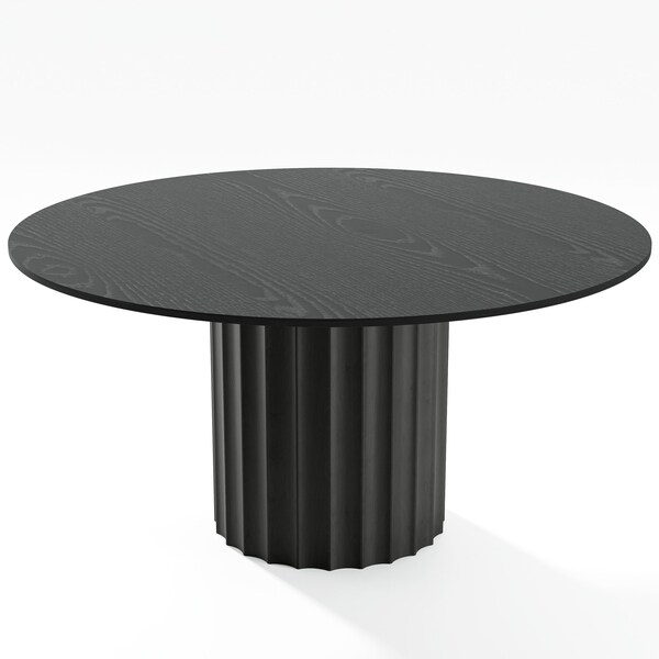 Homeroots 60" Black Solid Wood Pedestal Base Round Top Dining Table 721042 - main