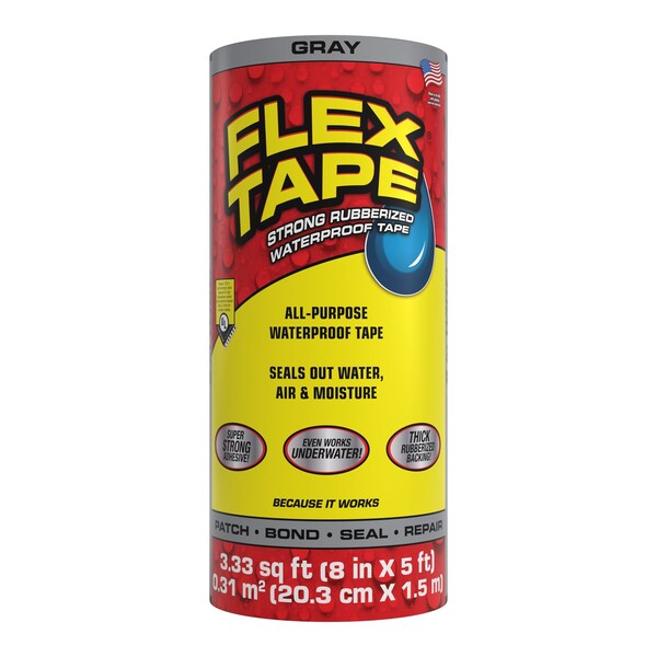 Flex Seal Film Tape, Gray, 1-5/8 yd L, 3-1/2 in W TFSGRYR0805 - main