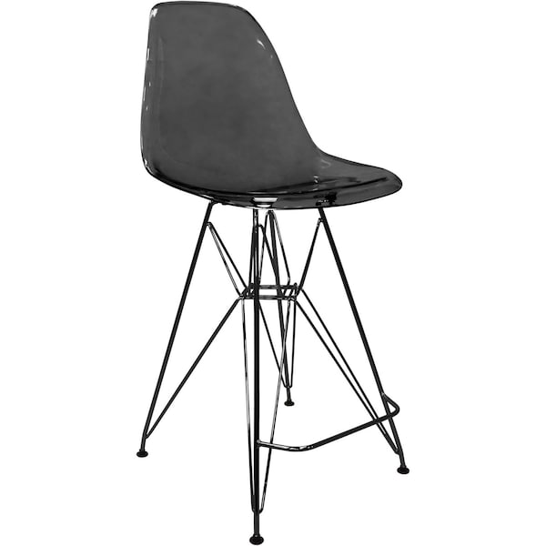 Leisuremod Cresco Acrylic Barstool - Modern ABS Plastic Counter Stool with Steel Legs & Footrest CRBL-30TBL - main