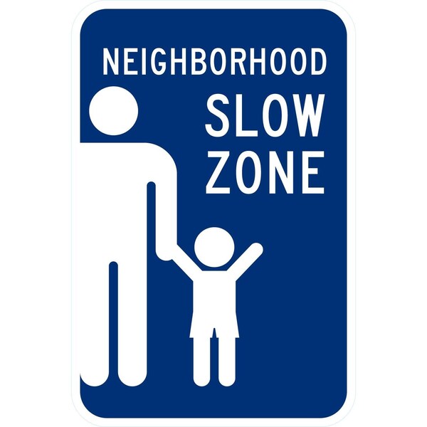 Lyle Neighborhood Slow Down (W/ Graphic), 12x18, High Intensity Prismatic, Blue G-3860-HI_12x18 - main