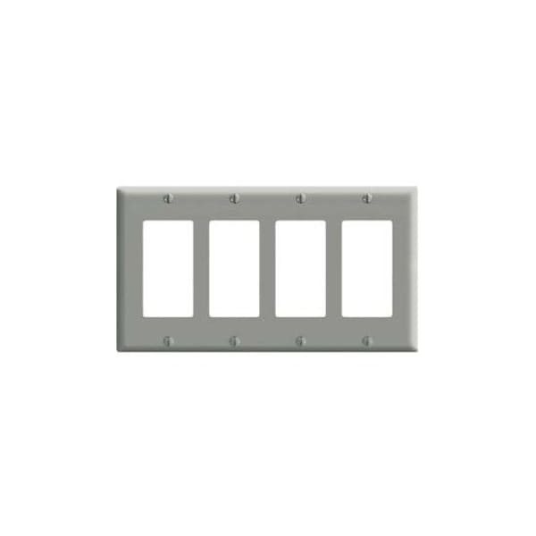 Leviton Decora Wallplate, Midway Size, Gang 4, White PJ264-W - main