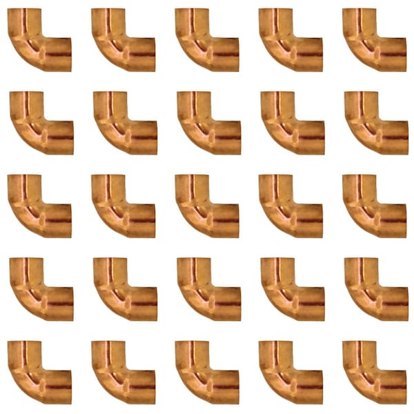 Ironwerks Designs 1/2" Copper 90-Degree Elbow Fitting, 25PK CPR-90EL-1.2-25 - main