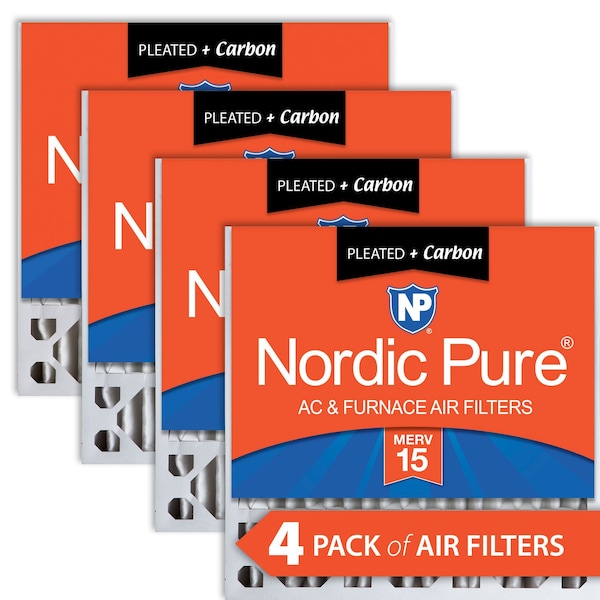 Nordic Pure 20x20x5 Plus Carbon Pleated Air Filter, High Capacity, MERV 15, 4 PK 20x20x5HM15+C-4 - main
