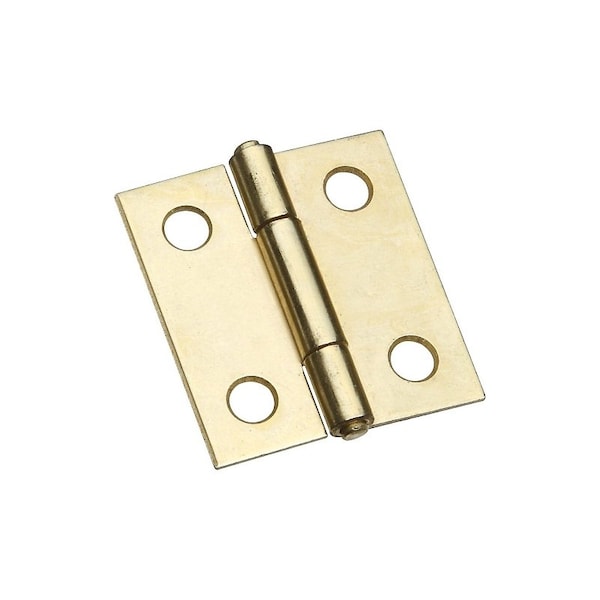 National Hardware Narrow Hinge, 1-1/2 in W Frame Leaf, 0.045 in Thick Frame Leaf, Brass/Cold Rolled Steel, 7 lb, 2PK N146-068 - main