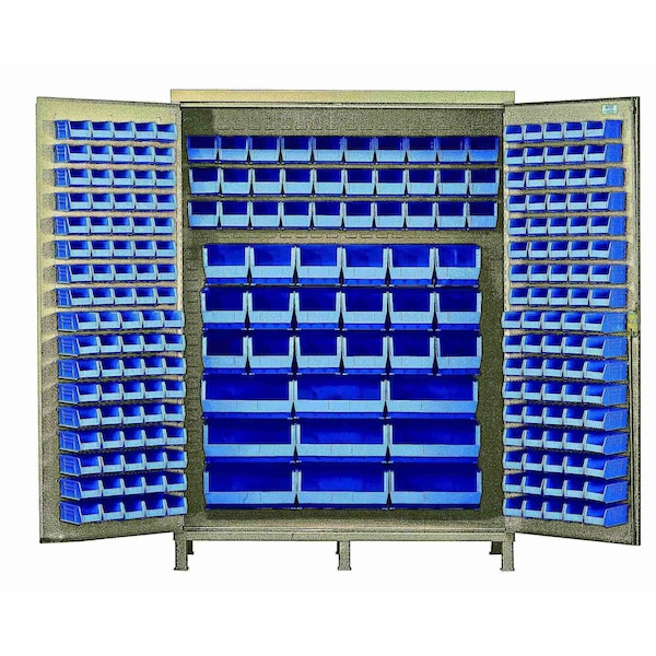 Quantum Storage Systems STORAGE BEIGE CABINET W/84 BLUE BINS QSC-BG-72S-84BL - main